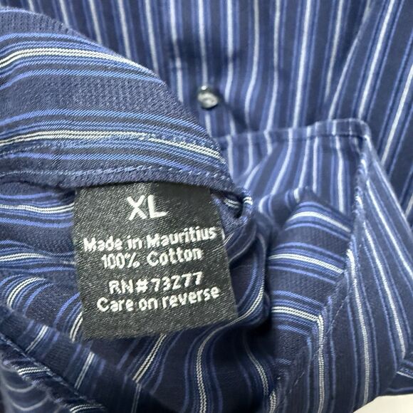 Mens Apt 9 Button Up Casual Shirt - Long Sleeve - Size XL Blue Striped - Picture 14 of 16